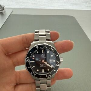 TAG Heuer Silver Dive Watch with Luminous Markers